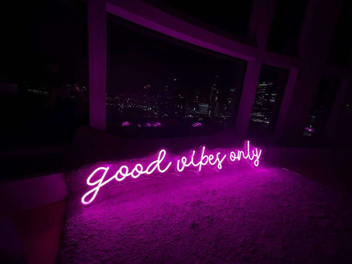 Purple Neon Sign Good Vibes Aesthetic Dimmable Light up 