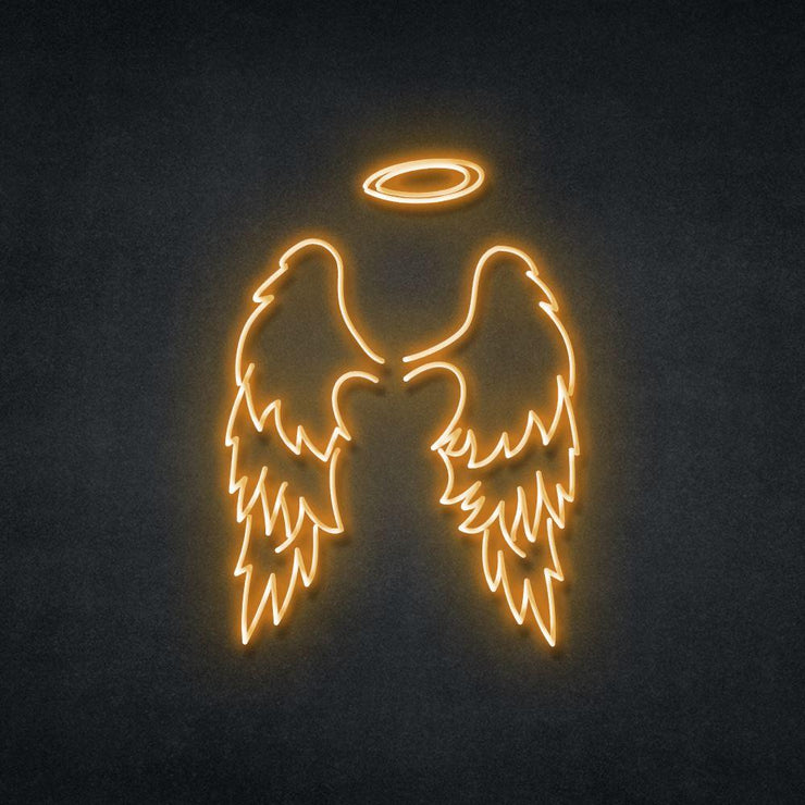 Angel Wings Neon Sign Neonspace 100cm Orange 