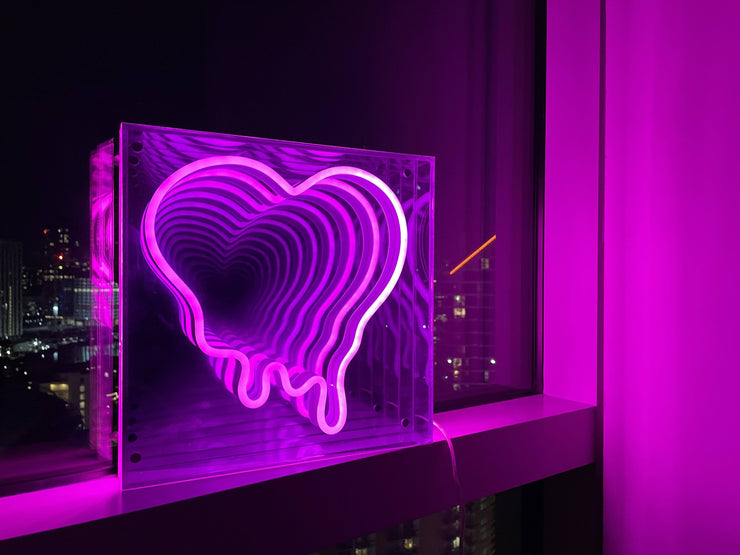 Infinity Mirror Heart Neon Sign 30cm Neonspace 