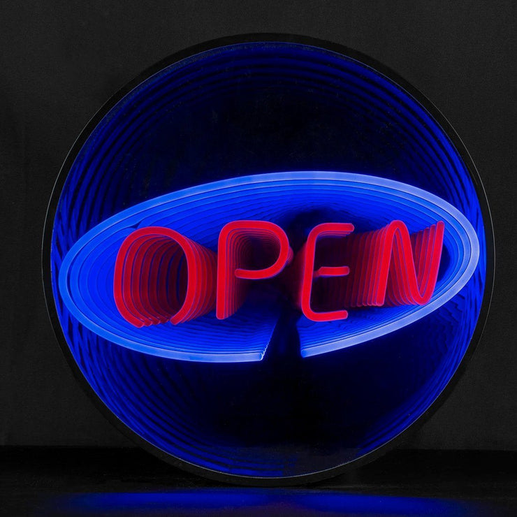Infinity Mirror "Open" Neon Sign 30cm Neonspace 